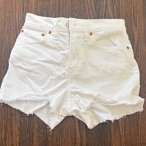 Levi's White Frayed Jean Shorts